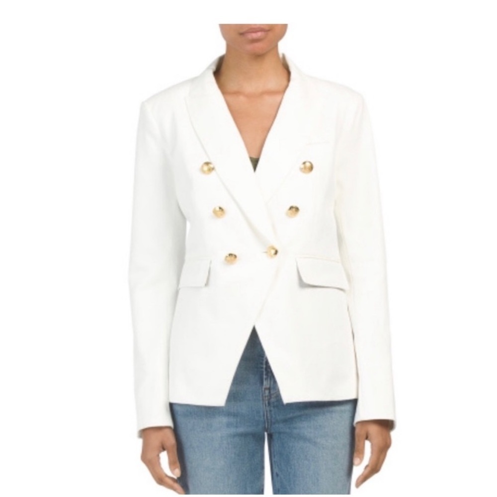 Kourt White Denim Double Breasted Blazer NWOT